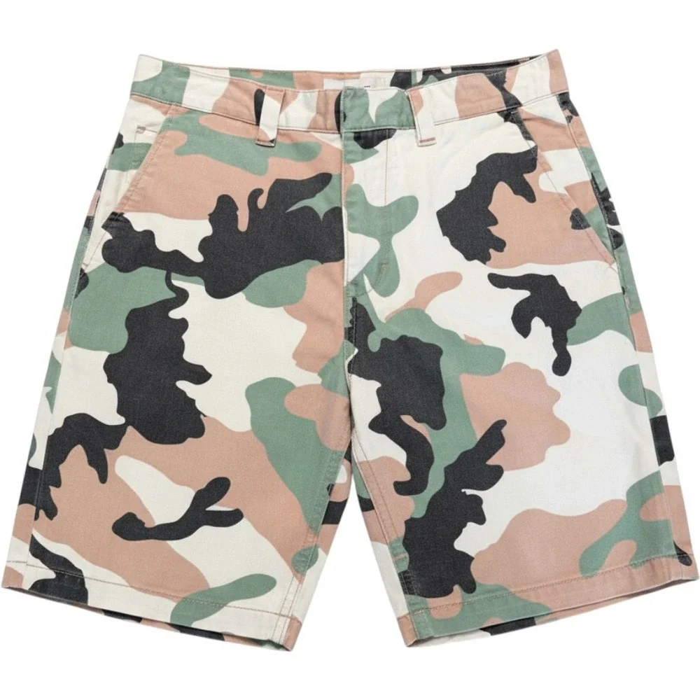 WeSC Rai Mens Camo Shorts Size 29 Pink Green White Camouflage Chino Streetwear